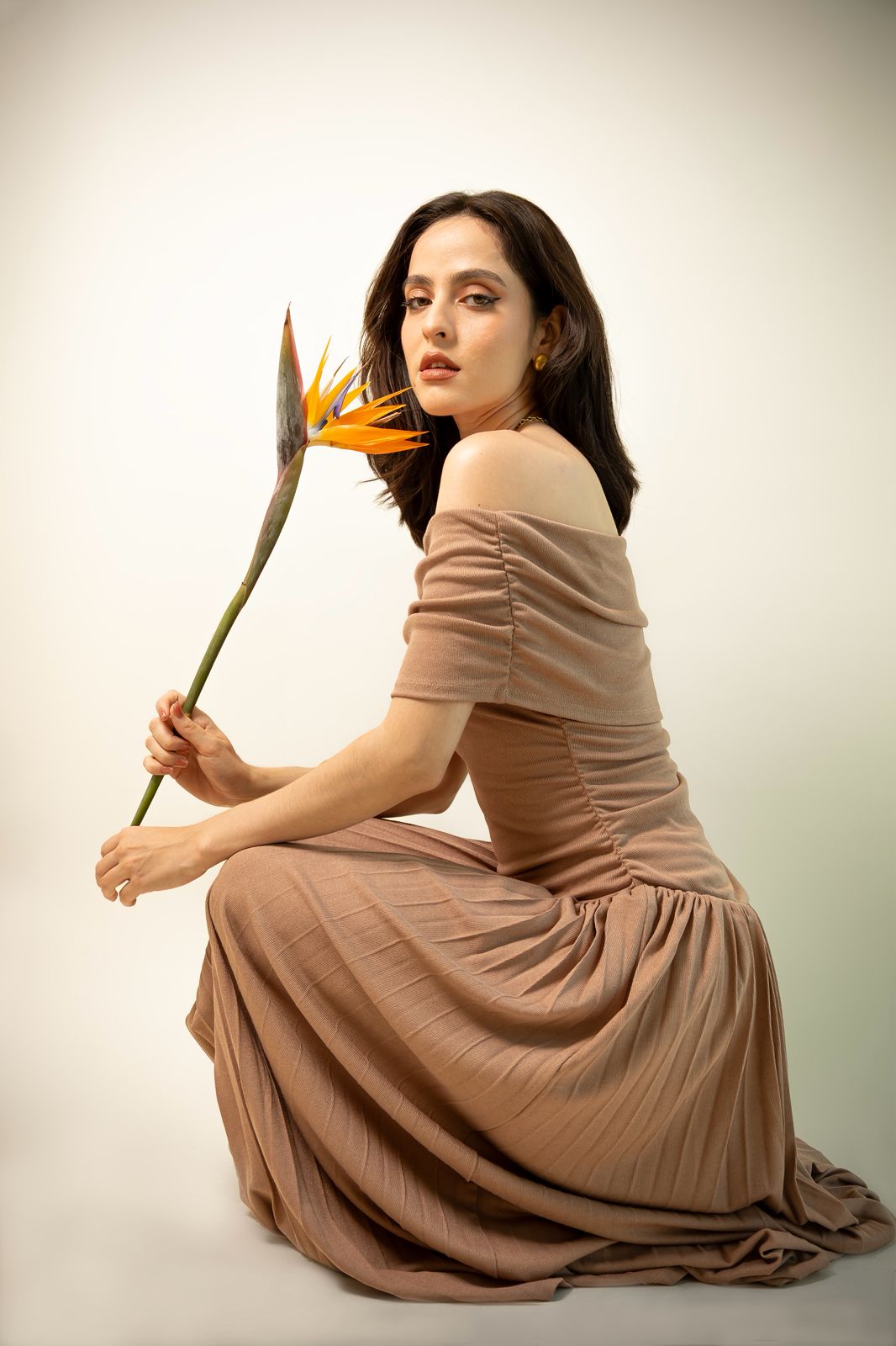 Vestido largo off shoulder