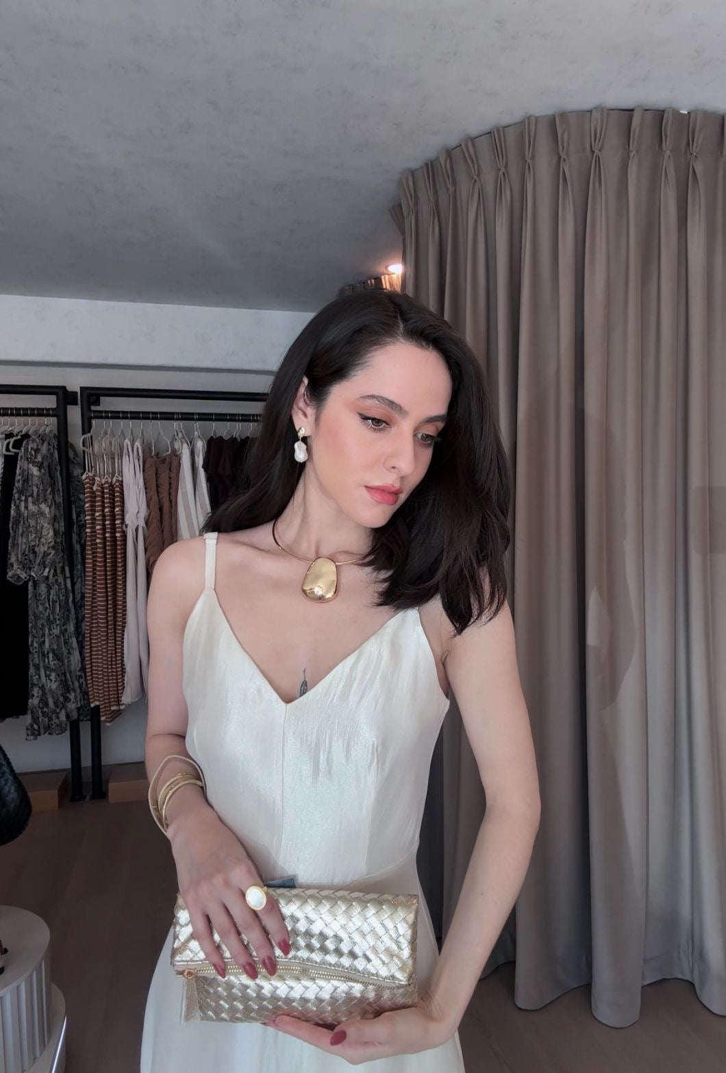 Vestido satinado midi
