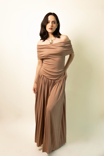 Vestido largo off shoulder