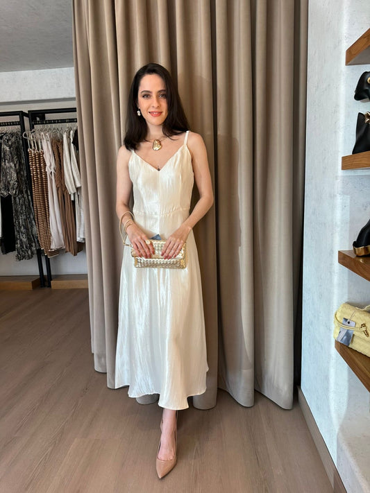 Vestido satinado midi